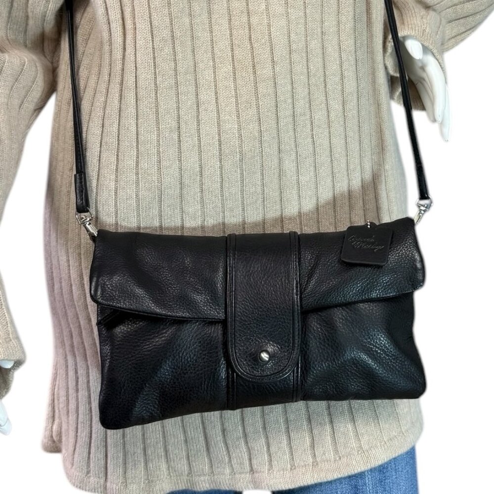 Osgoode Marley Foldover Clutch Black Leather Crossbody Bag